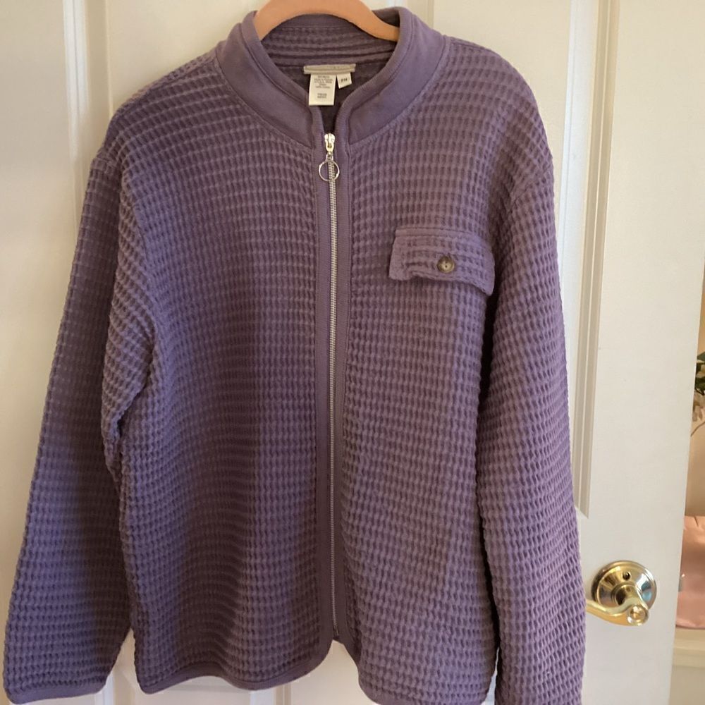 NWOT. Coldwater Creek Women’s Zip Lavender Waffle-Weave Jacket Size PM